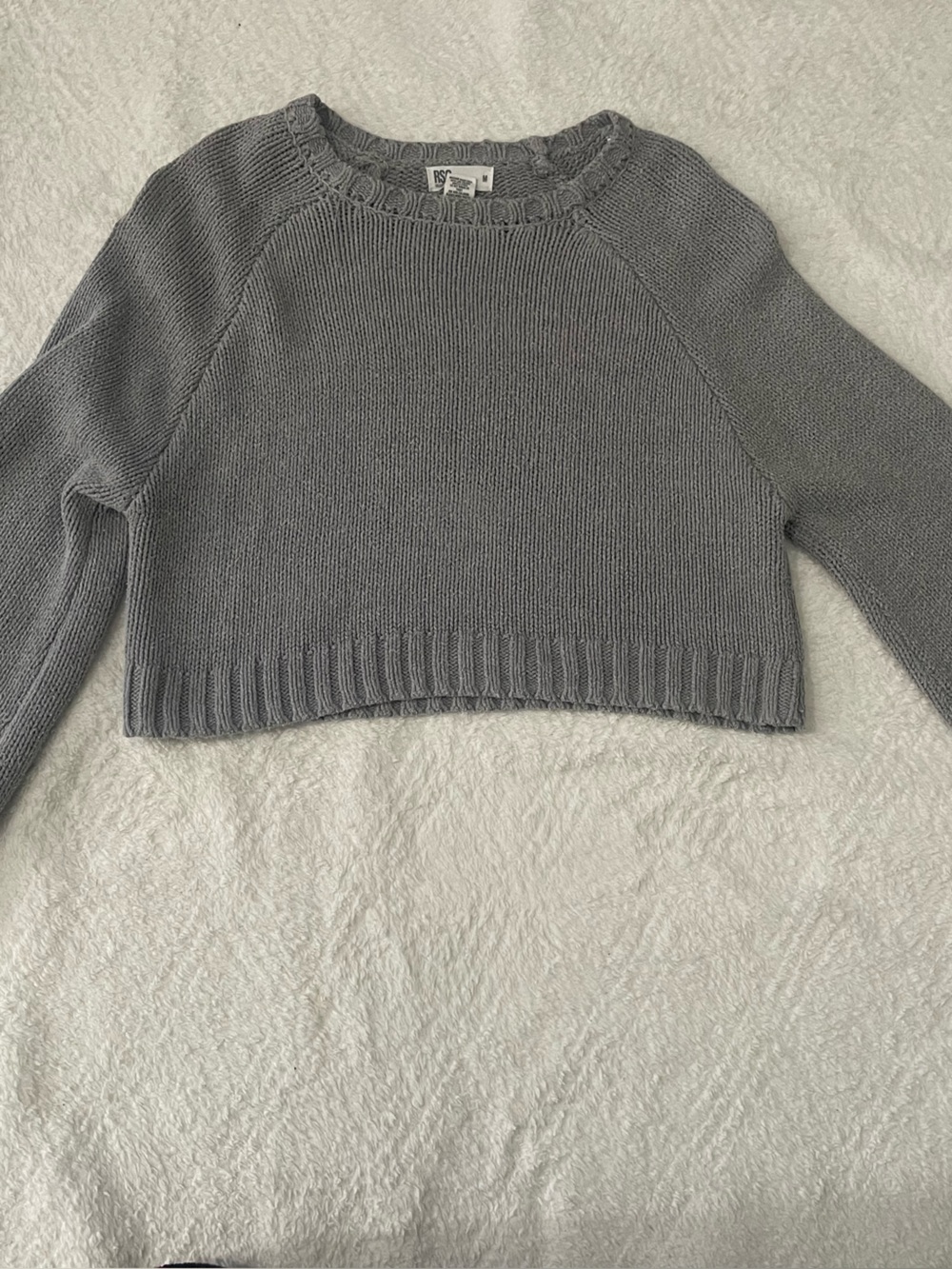 RSQ Grey Cropped Crewneck Sweater